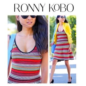 Ronny Kobo Striped Sleeveless Sweater Dress